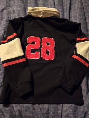 Disney Black and White Mickey Polo with Red Stripe